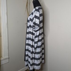 Perception Black And White Striped Cardigan Dress 1X